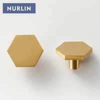 Nurlin实心黄铜六角橱柜旋钮墙壁衣服单钩家具衣柜门抽屉把手可定制