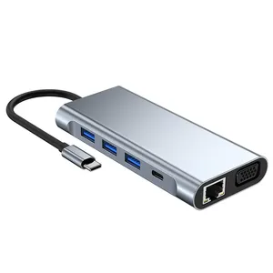 Vmade — Station d'accueil USB C Hub 10 en 1, adaptateur Multiport Ethernet VAG 3.0 P, avec lecteur USB 2.0/1080 TF/SD, 4K HDTC