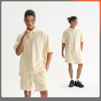Ensemble polo et short gaufré 2 pièces respirant décontracté d'été de luxe surdimensionné pour homme de haute qualité