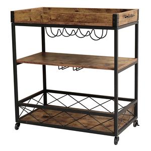 モダンで豪華な3層アンティークレトロ棚木製家具ワインサービングバーカートトロリー家庭用 - Product Image 2