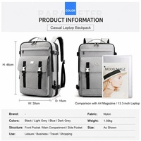 Sac à dos pour ordinateur portable extensible avec logo personnalisé, compartiment professionnel en nylon, grande capacité, sac de voyage pour le bureau