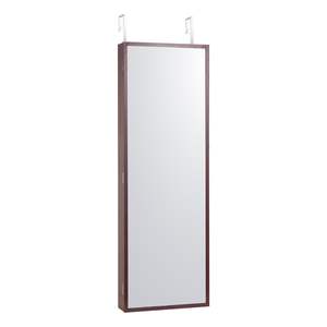 Armoire à bijoux miroir marron verrouillable de 42,52 pouces, murale ou sur porte, organisateur d'armoire - Product Image 1