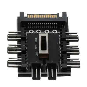 Hot selling 1 to 8 3Pin Power Socket PCB Adapter Splitter Cooler Cooling Fan Hub 2 Level Speed Control for PC Computer