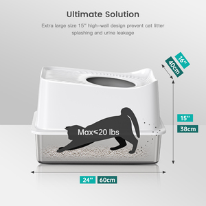 RVS rechthoekige kattenbak, hygiënische geurcontrole, milieuvriendelijk, 90L grote capaciteit, bovenin te betreden, gesloten ontwerp, eenvoudig. - Product Image 4