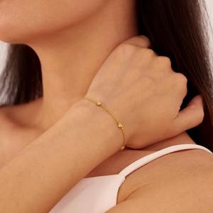 Pulsera de eslabones de cadena delicada a la moda para mujer, abalorio de corazón de circón, joyería de acero inoxidable chapada en oro de 18 quilates, aniversario de moda - Product Image 4