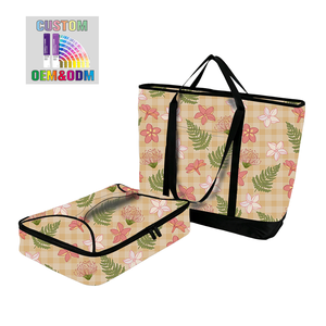 Large Capacity Cooler Picnic Bag Portable Meal Bag Insulated Cooler Bag With Floral Sets for Work Picnic Hiking Outdoor Travel - Product Image 1