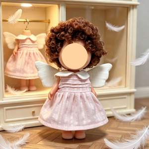 Ensemble de robes de poupée ange avec ailes, tenue de style occidental en tissu bleu rose pour filles, vêtements pour jouets en peluche de 24cm - Product Image 2