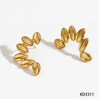 Boucles d'oreilles créoles Gaovo en forme de feuille, plaqué or 18 carats, acier inoxydable 316, inaltérable, bijoux minimalistes quotidiens pour femme