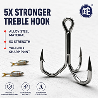Hameçons triples en acier à haute teneur en carbone 5X Strong pour leurres métalliques, accessoires de pêche en eau salée
