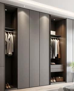 Armario negro de madera de almacenamiento personalizado armario de diseño personalizado con puerta de vidrio para dormitorio - Product Image 4