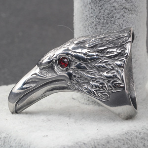 Anillo con Cabeza de Águila de Acero Inoxidable de 51 mm con Incrustaciones de Circonio Rojo, Joyería de Moda para Mujer, Regalo - Product Image 4