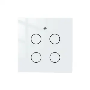 Wifi Smart Home 4 Gang Touch Switch EU Neutral Fire Wiring No Capacitor APP Timing Voice Panel