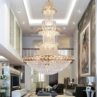 Lustre en cristal de luxe de grande taille, luminaire suspendu à plusieurs niveaux pour villa, hall d'hôtel, plafond haut, salon, hall d'entrée, duplex, décoration