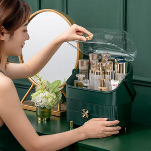 Boîte de rangement cosmétique trèfle à quatre feuilles 18L avec tiroirs et couvercle transparent pour produits de soin de la peau, organiseur de bureau - Product Image 4