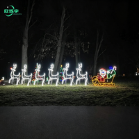 Guirlande lumineuse LED 2D personnalisée pour extérieur, motif rennes et traîneau, pour parcs à thème, projets de décoration de rues municipales, OEM & ODM