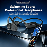 Écouteurs TWS étanches IPX8 pour la natation, écouteurs à conduction osseuse à oreille ouverte avec mode MP3 et mémoire 32 Go