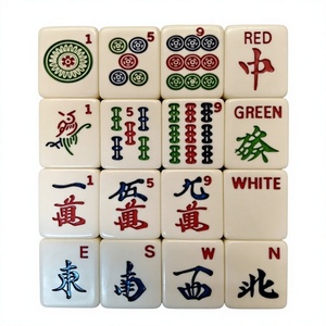 Tuiles de Mahjong Personnalisées en Résine Traditionnelle, Ensemble Artisanal Artistique de Collection, Pièces à Motifs Verts et Blancs, Figurine NOUSHAD - Product Image 1