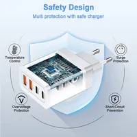 40 w 4-port pengisi daya kubus 2,4 A 40 w Usb c pengisi daya dinding Us Eu Uk 4 Port blok pengisi daya Cepat Pd 20w tipe mobil