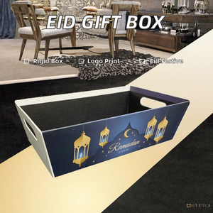 Custom Muslim Eid <b>Ramadan</b> Kareem Handmade Sponge Lined Paperboard Rigid <b>Boxes</b> <b>Gift</b> Sets Basket Craft Tray Hamper Candle Photo - Product Image 2