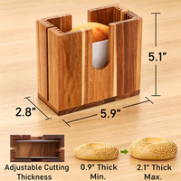 Support réglable pour trancheuse à bagels, coupe-pain en bois pour bagels, petits pains et muffins anglais de différentes tailles - Base antidérapante, rangement facile