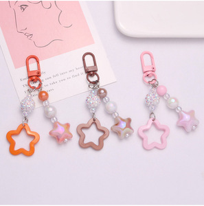 Creative Hollow Y2k Star Acrylic Plastic Keychain Cute Charm Key <b>Ring</b> Handbag Lanyard Accessories Car Hanging Trinket - Product Image 4