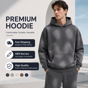 400 Grams Vintage Whosale Oversize <b>Drop</b> Shoulder Sweatshirt Custom Design Acid Washed Heavy Weight Cotton French Terry Hoodies - Product Image 1