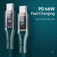 Kabel Data Pengisian Cepat Urus A22CC 66W PD, Charger PD 65W 5A Modis untuk Android, Tembaga Murni, Jalinan Nilon, Tipe C ke Tipe C USB