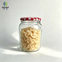 Pot de conservation en verre rond de 500 ml à grand diamètre, avec large ouverture à vis, transparent, pour la conservation des aliments en cuisine
