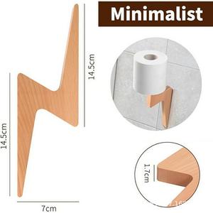 Wooden Wall Mounted Storage Rack Natural Color Polygon Shape <b>Punch</b> Free <b>For</b> Toilet <b>Paper</b> Headphone Hat Organizer - Product Image 4