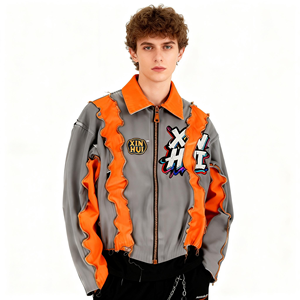 Chaqueta Bomber Personalizada XINHUI para Hombre, Estilo Urbano, con Volantes en Contraste, Parches y Bordados Hip Hop, Cortavientos de Alta Calidad, OEM - Product Image 2
