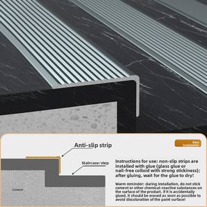 Bandes d'<span class=keywords><strong>escalier</strong></span> antidérapantes en alliage d'aluminium Protège-coins en métal pour le sol de la maternelle Boucle à angle <span class=keywords><strong>droit</strong></span> en forme de L pour escaliers - Product Image 4