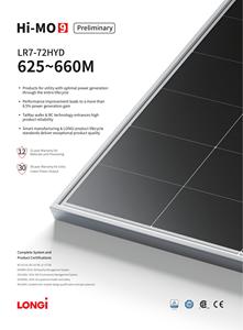 Panel Solar LONGi Solar HiMO 9 con 24.4% de Eficiencia Módulo, Precio al por Mayor, 630W 640W 645W 650W 655W 660W para Sistemas de Energía Solar - Product Image 2