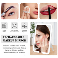 Espejo de Maquillaje LED de Escritorio MLG Personalizado OEM ODM Icon Travel, Táctil Inteligente, Regulable, Portátil, con Soporte Plegable Ajustable e Iluminado
