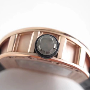 High-End Skull Skeleton Chronograph <b>Men's</b> <b>Watch</b> Rose Gold Tonneau Case Rubber Strap Sapphire Crystal Luminous 10M WR - Product Image 3