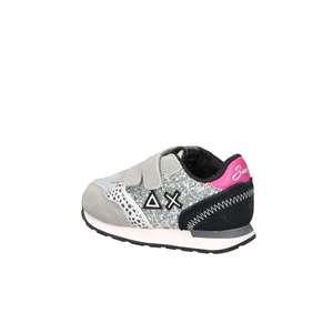 Sun68 Girls' Sneakers Z45412F Silver Chunky <b>Shoes</b> With Velcro Closure Sparkle Design For Kids - Product Image 3