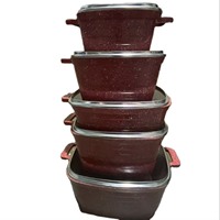 Set Peralatan Masak Kotak Premium Hitam 10 Pcs 20 24 28 32cm Casserole 28cm Panci Dangkal Gagang Anti Panas Pemasok Grosir