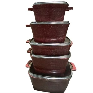 Ensemble de 10 casseroles carrées noires de qualité supérieure, 20, 24, 28, 32 cm, et faitout peu profond de 28 cm, avec poignée anti-brûlure, <span class=keywords><strong>fournisseur</strong></span> en gros - Product Image 1