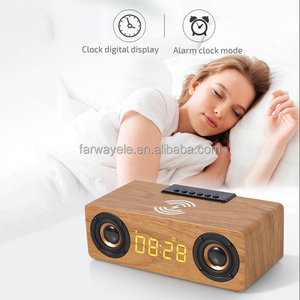 Bằng gỗ LED hiển thị đồng hồ báo thức FM <span class=keywords><strong>Radio</strong></span> bảng BT 5.0 loa với 10 Wát sạc không dây - Product Image 4