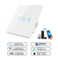 Interrupteur mural intelligent WiFi Tuya LEDEAST DS-101JL-1234 avec commande vocale Alexa, 1, 2, 3 ou 4 gangs, sans fil neutre, pour domotique