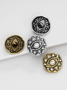 Lấp lánh hình mắt Thiết kế Rhinestone Inlay khóa-phong cách mạ 20mm Máy có thể giặt Kẽm hợp kim nút trang trí cho hàng may mặc - Product Image 5