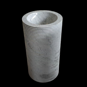 Lavabo sur pied en marbre blanc naturel pour salle de bain, <span class=keywords><strong>colonne</strong></span> de lavabo, lavabo de toilette, lavabo pas cher à vendre - Product Image 5