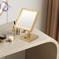Miroir simple de table de conception moderne avec le miroir circulaire léger de maquillage carré de commutateur d'induction d'acier inoxydable