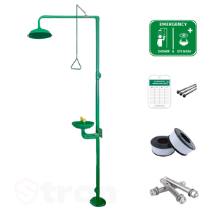 Ducha de Emergencia y <span class=keywords><strong>Lavaojos</strong></span> Combinados de Grado Industrial con Revestimiento Resistente a la Corrosión y Señalización de Seguridad - Product Image 6