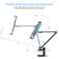 Support de bureau multifonctionnel en alliage d'aluminium et silicone, pivotant à 360 degrés, réglable en hauteur, certifié CE, avec pince de sécurité pour métal