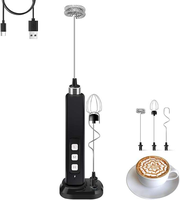 Mousseur à lait électrique rechargeable Cedar Space et batteur à œufs portatif sans fil, mini-mixeur avec 3 fouets interchangeables pour café