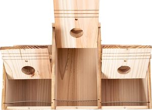 Açık 3 delik kuş aile evi metal çatı kuş evi - Product Image 4
