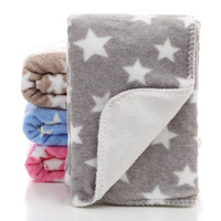 Couverture polaire légère et douce pour bébé, motif étoiles, 2 plis, rose, pour poussette, en polaire corail, pour enfants