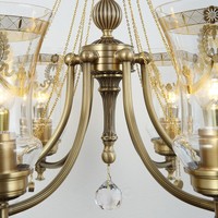 Lustre rétro américain en cuivre à 6 ampoules pour la maison, la chambre, le salon, la villa, luminaire de plafond simple et personnalisé en verre