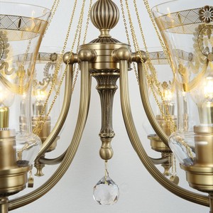 Lustre Rétro Américain en Cuivre à 6 Ampoules pour Décoration Intérieure Chambre Salon Villa Plafonnier Simple et Personnalisé en Verre - Product Image 2