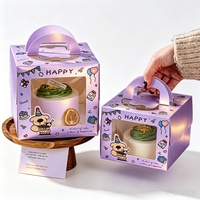 Emballage de dessert avec impression de logo personnalisé, emballage cadeau pour les fêtes, boîte à pâtisserie, boîte à gâteau d'anniversaire, fenêtre transparente en PET, poignée portable